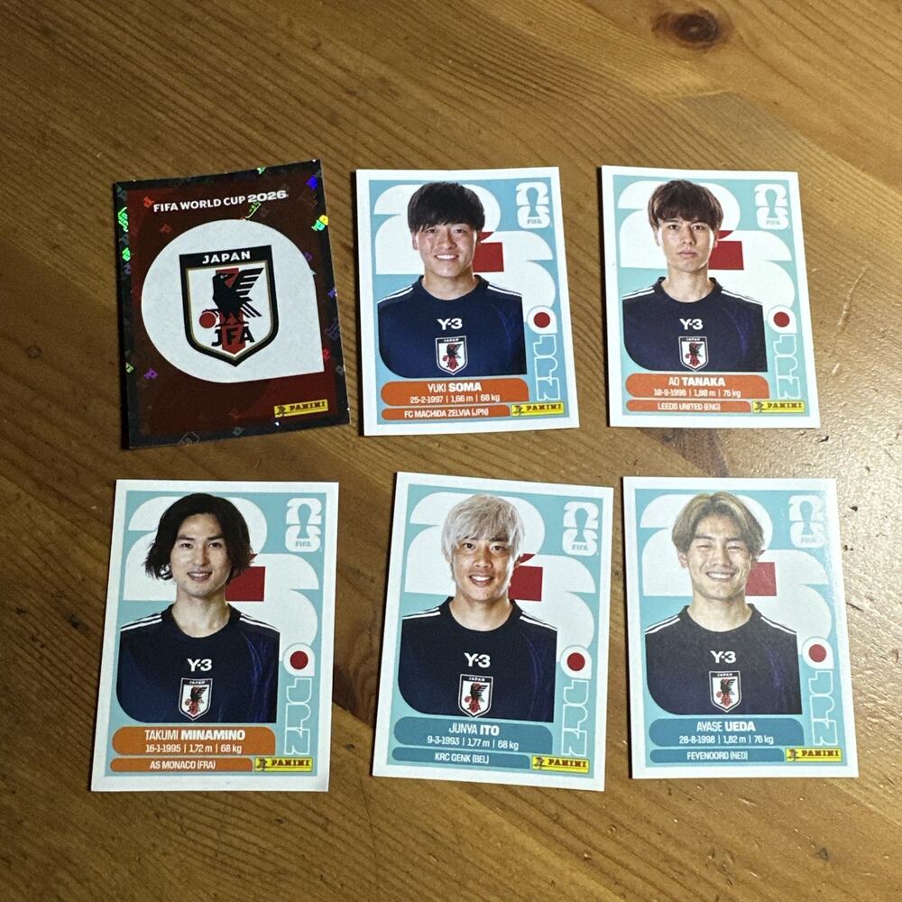 2026 Panini FIFA World Cup 6 Japan Sticker Lot 1/9/10/16/18/20